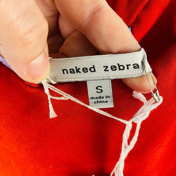 Naked Zebra Red Ruffle Spaghetti Strap Racer Back Tank Small NWT Y2K Going Out - Picture 3 of 8